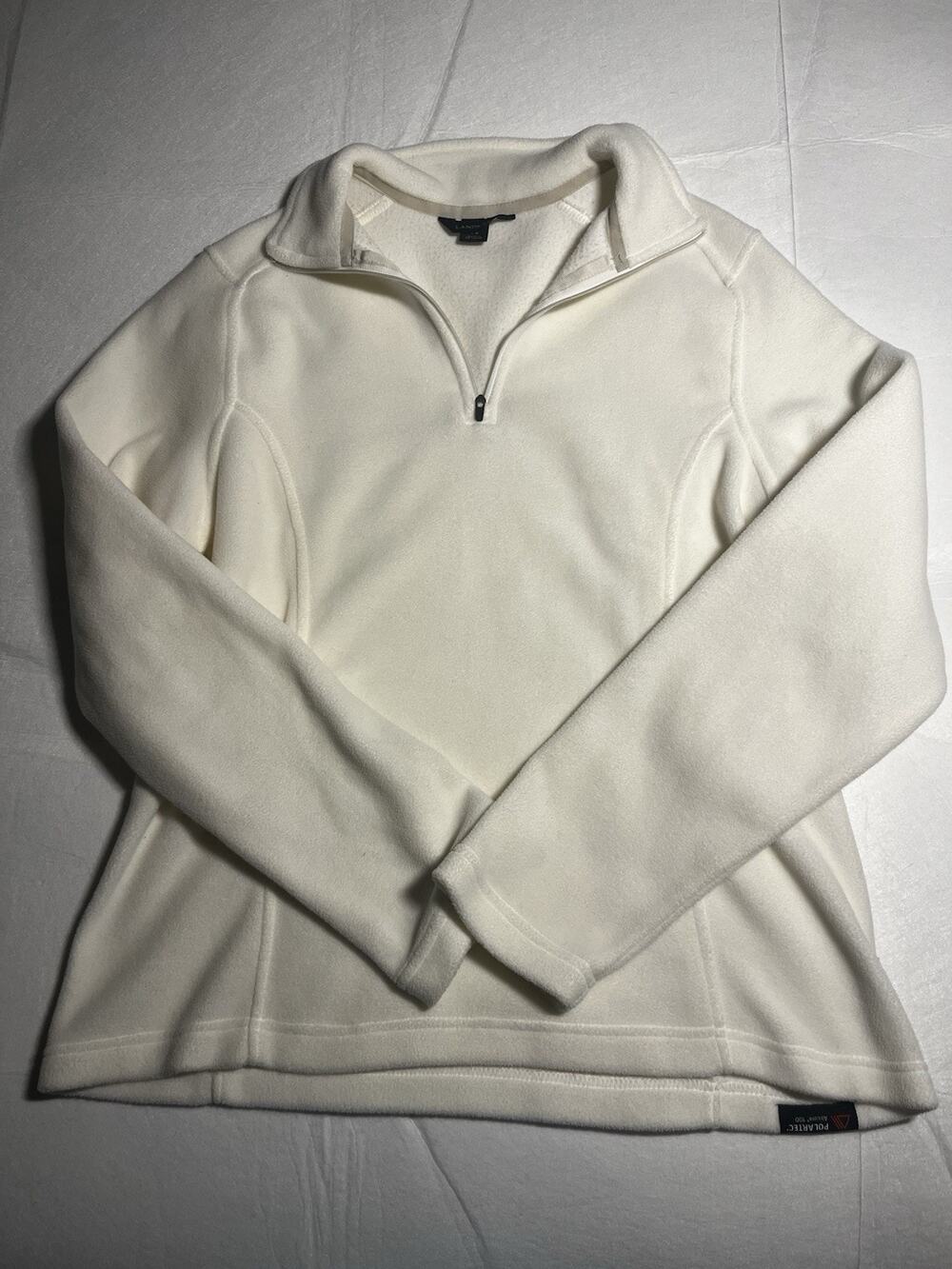 Lands’ End Womens Small 6-8 Ivory Fleece Pullover 1/4 Zip Polartec 100 Jacket